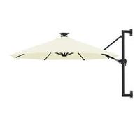Vidaxl Parasol Mural Avec Mât Métallique Et Led 300 Cm Sable
