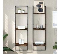 Vidaxl Étagère Murale 3 Niveaux Chêne Fumé 30x25x100cm Bois Ingénierie Marron