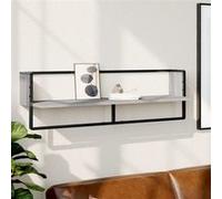vidaXL Wandschap met stang 100x25x30 cm grijs sonoma eikenkleurig836296 Gris G