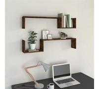 Wandschappen 2 st 100x15x20 cm bewerkt hout gerookt eikenkleur815933