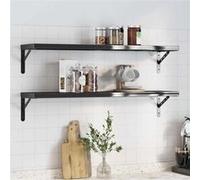vidaXL Wandschappen 2 st 100x23,5x3 cm roestvrijstaal zwart30289 Noir G