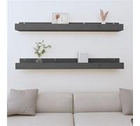 2x Étagères Murales Blanc 110x12x9 cm Bois de Pin Massif Suspendues vidaXL