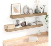 vidaXL Wandschappen 2 st 110x15x4 cm massief teakhout340757 Marron G