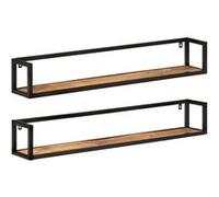 vidaXL Étagères Murales 2 pcs, Étagères Flottantes avec Rangement, Étagères Suspendues Bureau Salon Chambre à Coucher, Bois Massif Manguier et Fer