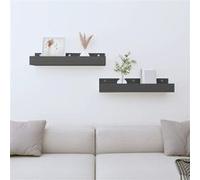 Vidaxl Étagères Murales 2 Pcs Gris 50x12x9 Cm Bois De Pin Massif Marron