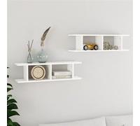 vidaXL Étagères murales 807187 2 pièces 75x18x20 cm bois d'ingénierie Blanc