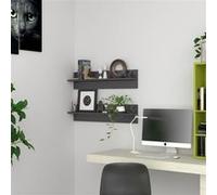 Wandschappen 2 st 80x11,5x18 cm bewerkt hout hoogglans grijs807349
