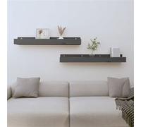 vidaXL Wandschappen 2 st 80x12x9 cm massief grenenhout grijs823591 Gris G