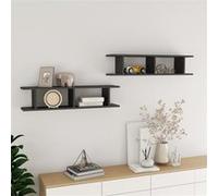 Wandschappen 2 st 90x18x20 cm bewerkt hout hoogglans grijs807204
