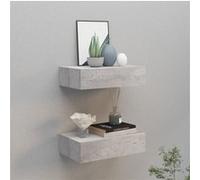 vidaXL Wandschappen 2 st met lade 40x23,5x10 cm MDF betongrijs330252 Gris G