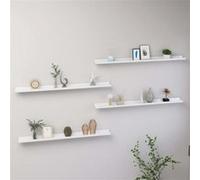 Vidaxl Étagères Murales 4 Pcs Blanc Brillant 100x9x3 Cm Blanc