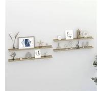 vidaXL Wandschappen 4 st 100x9x3 cm wit en sonoma eikenkleurig326697 Blanc G
