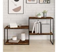 vidaXL Étagères murales 4 pcs – Tablettes flottantes avec rangement, Chêne fumé (bois d'ingénierie)