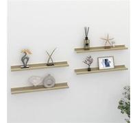 vidaXL Wandschappen 4 st 60x9x3 cm wit en sonoma eikenkleurig326695 Blanc G