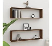 Vidaxl Étagères Murales Cube 2 Pcs Chêne Marron 100x15x30 Cm Bois Marron