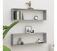 815909 vidaXL Étagères murales cube 2 pcs Sonoma gris 100x15x30 cm Bois