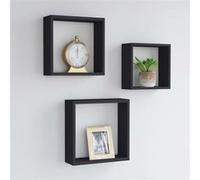 Wandschappen kubus 3 st MDF zwart323950