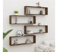 Wandschappen kubus 4 st 100x15x30 cm bewerkt hout gerookt eiken815907
