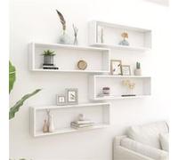 vidaXL Étagères cube murales 4pcs Blanc brillant 100x15x30cm Aggloméré
