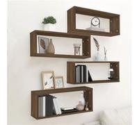 vidaXL Wandschappen kubus 4 st 60x15x23 cm bewerkt hout bruin eiken815931 Brun G