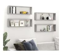 Vidaxl Etagères Cube Murales 4 Pcs Gris Béton 80x15x26,5 Cm Aggloméré Gris