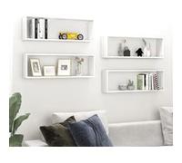 Vidaxl Étagères Cube Murales 4pcs Blanc 80x15x26,5cm Bois D'ingénierie Blanc