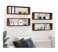 vidaXL Étagères murales cubiques 4 pcs Chêne fumé 80x15x26,5 cm, stockage de cube, étagère cube, armoire murale, étagère flottante, étagère murale Marron https://www.fnac.com/mp48643391/vidaXL-Etageres-murales-cubiques-4-pcs-Chene-fume-80x15x26-5-cm/w-4?oref=e0179da2-161a-d451-537d-1f9cf997213a