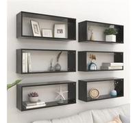Vidaxl Étagères Cube Murales 6 Pcs Noir 60x15x23 Cm Aggloméré Noir