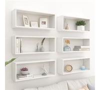 Vidaxl Étagères Murales Cube 6 Pcs Blanc 60x15x23 Cm Bois D¿Ingénierie Blanc