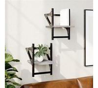 vidaXL Wandschappen met stangen 2 st 20x25x30 cm grijs sonoma eiken836231 Gris G