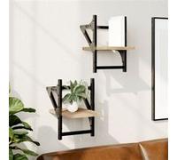 vidaXL Wandschappen met stangen 2 st 20x25x30 cm sonoma eikenkleurig836229 Marron G