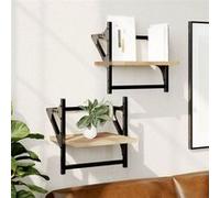 Vidaxl Étagères Murales Avec Barres 2 Pcs Chêne Sonoma 30x25x30 Cm