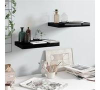Wandschappen zwevend 2 st 40x23x3,8 cm MDF hoogglans zwart323764