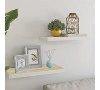 Vidaxl Étagères Flottantes 2 Pcs Chêne Et Blanc 60x23,5x3,8 Cm Mdf Multicolore