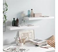 Wandschappen zwevend 2 st 60x23,5x3,8 cm MDF hoogglans wit323749