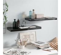vidaXL Wandschappen zwevend 2 st 60x23,5x3,8 cm MDF hoogglans zwart323770 Noir G