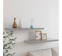 Vidaxl Etagères Murales Flottantes 2 Pcs Gris Béton 80x23,5x3,8 Cm Mdf Multicolore