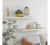 vidaXL Wandschappen zwevend 2 st 90x23,5x3,8 cm MDF eikenkleurig wit326583 Brun G