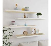 Vidaxl Etagères Flottantes 4 Pcs Chêne Et Blanc 120x23,5x3,8 Cm Mdf Blanc