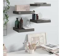 Wandschappen zwevend 4 st 23x23,5x3,8 cm MDF hoogglans grijs323783