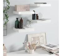 Wandschappen zwevend 4 st 23x23,5x3,8 cm MDF hoogglans wit323741