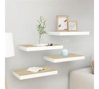 Vidaxl Étagères Flottantes 4 Pcs Chêne Et Blanc 40x23x3,8 Cm Mdf Blanc