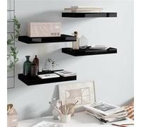 Wandschappen zwevend 4 st 40x23x3,8 cm MDF hoogglans zwart323765