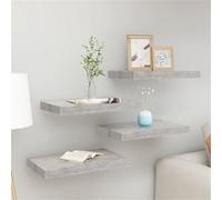 vidaXL Étagères murales flottantes Lot de 4 Gris béton 50x23x3,8 cm MDF