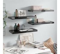 vidaXL Wandschappen zwevend 4 st 60x23,5x3,8 cm MDF hoogglans zwart323771 Noir G
