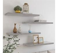 Vidaxl Etagères Murales Flottantes 4 Pcs Gris Béton 80x23,5x3,8 Cm Mdf Multicolore