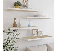 Wandschappen zwevend 4 st 80x23,5x3,8 cm MDF eikenkleurig wit326581