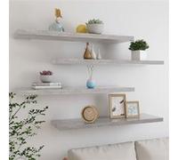 Wandschappen zwevend 4 st 90x23,5x3,8 cm MDF betongrijs326605