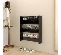 Vidaxl Armoire À Chaussures Murale Noir 80x18x90 Cm Aggloméré Noir
