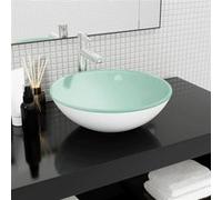 vidaXL Lavabo Verre trempé 42x14 cm Blanc
